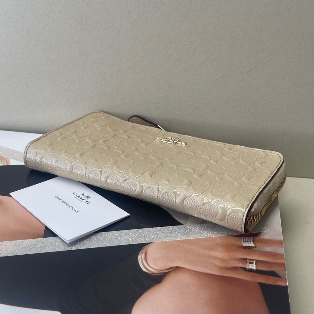 (new+card) Coach long wallet signature monogram beechwood beige taupe 7.5x4 inch - Picture 7 of 12